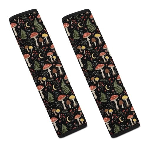 Universal Soft and Comfortable Car Seat Straps Shoulder Pads for Adult Use, Stroller Pushchair High Chair, 2PCS Moon Mushroom Seasonal Black Vintage Moths Harness Pads Strap - color: Pattern 440