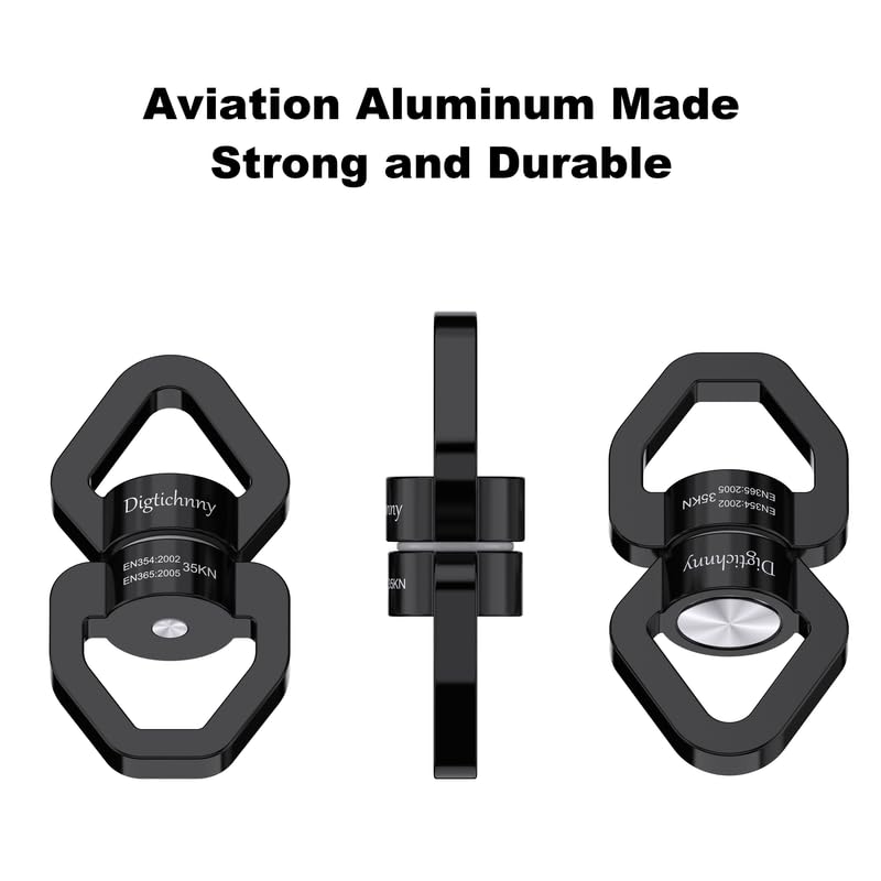 35KN Swing Swivel with Swivel Carabiner, Black, 2 Pack | For hanging chairs, aerial yoga, hammocks, tire swings, kids' swings, gym rings, web tree swings, smooth rotation - color: Black, size: 2 pack with carabiners