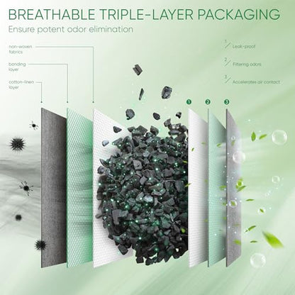 Activated Charcoal Odor Absorber,6 Pack Nature Odor Eliminator for Shoes, Bamboo Charcoal Air Purifying Bags,Shoe Deodorizer and Moisture Absorbers for Fresh Sneakers,Shoe Smell Remover