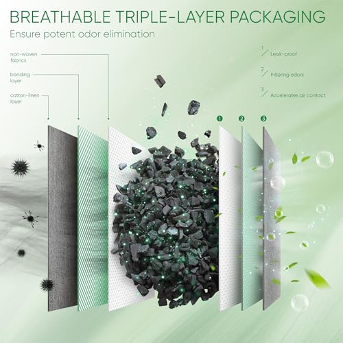 Activated Charcoal Odor Absorber,6 Pack Nature Odor Eliminator for Shoes, Bamboo Charcoal Air Purifying Bags,Shoe Deodorizer for Fresh Sneakers,Shoe Smell Remover