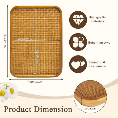 18" x 24" Bulletin Board, Round-Edged Rectangle Rattan Corkboard, Wooden Frame Boho Style Wall Organizer,4560Teng - size: 18*24 inch