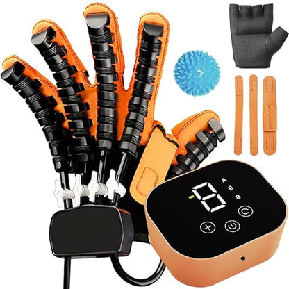 Rehabilitation Robot Gloves Hemiplegia Hand Stroke Recovery Equipment with 3 Training Modes, Robot Hand Glove Finger Trainer with Strength Adjustment - color: Left, size: X-Large
