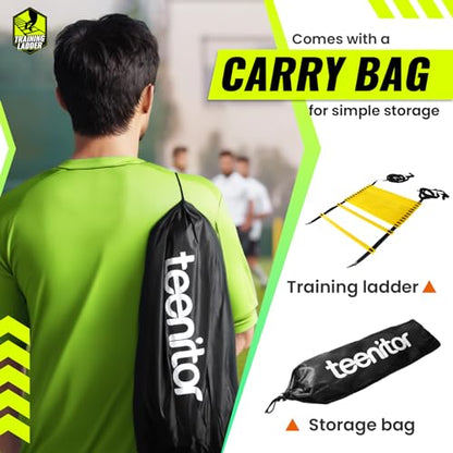 Teenitor Agility Ladder Speed Ladder Training Ladder for Soccer, Speed, Football Fitness Feet Training Carry Bag Agility Training Equipment 13 rungs, 23 feet - color: ‎Yellow