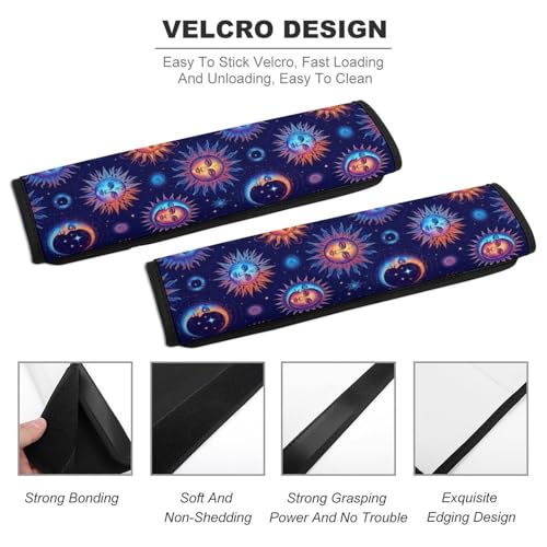 Universal Soft and Comfortable Sun Moon Celestial Cosmic Seat Belt Shoulder Pad for Girls and Boys, Most Cars, 2 Pack Seat Belt Covers Cushion Shock Absorption - color: Pattern 135