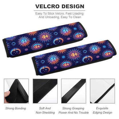 Universal Soft and Comfortable Sun Moon Celestial Cosmic Seat Belt Shoulder Pad for Girls and Boys, Most Cars, 2 Pack Seat Belt Covers Cushion Shock Absorption - color: Pattern 135