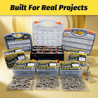 5 Sets 3/8-16x5 Bolt and Nut Set, Flat & Lock Washers Included,20PCS | 304 Stainless Steel 3/8-16 Bolt, Precision Fasteners Mechanical Assembly Equipment Repair & DIY - size: 3/8-16x5" 5sets