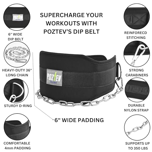 Dip Belt With Chain For Weight Lifting Optimal For Pull Ups Dips Squats Weightlifting Belt Squat Attachment Workout Dipping Belt - Unisex Gym Equipment