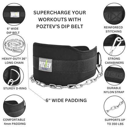Dip Belt With Chain For Weight Lifting Optimal For Pull Ups Dips Squats Weightlifting Belt Squat Attachment Workout Dipping Belt - Unisex Gym Equipment