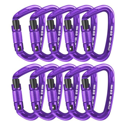 UIAA Certified Professional Heavy Duty Large Locking Carabiner Clips Climbing Carabiner 25kN Auto Locking Carabiner for Rock/Ice Climbing Rappelling Rescue Swing etc, D Shaped