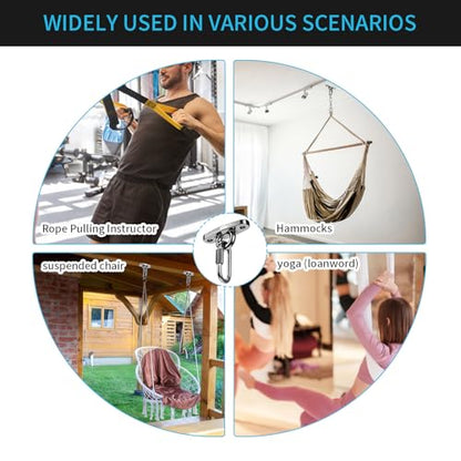 Heavy Swing Hanger Stainless Steel 304 Rust-Proof Playground Porch Yoga seat Hanger Swing Hammock Chair Suspension kit Indoor and Outdoor 2000 pounds Capacity - color: Silver-1