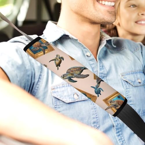 2 Piece Ocean Sea Turtle Art Car Seat Belt Pad Breathable Seat Belt Cushion for Child, Stroller Pushchair High Chair, Easy Install (No Tool) - color: Pattern 840