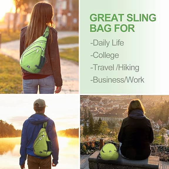 INOXTO Sling Bag, Multipurpose Crossbody Shoulder Bag for Men and Women - color: Fruit Green