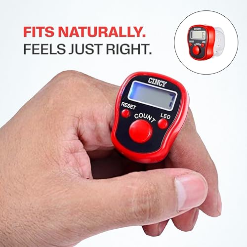 CINCY Clicker Counter with LED for Day & Night Use - Instant Reset, Accurate & Quiet, Long Battery Life - for People, Laps, Pitch, Golf, Baseball, Fish Counting, for Prayer, Everyday Prayer – 1 Pack - color: Red