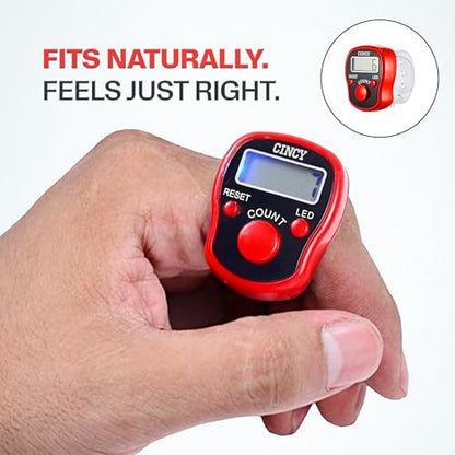 CINCY Clicker Counter with LED for Day & Night Use - Instant Reset, Accurate & Quiet, Long Battery Life - for People, Laps, Pitch, Golf, Baseball, Fish Counting, for Prayer, Everyday Prayer – 1 Pack - color: Red