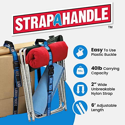 6' Carry Strap with Handle | 2-Pack | Adjustable Belt | Easy, Safe, Secure, Lifting, Moving, Carrying Heavy Boxes, Groceries | Best Luggage Strap (Strap-A-Handle 2 Pack - 6ft. Length, 40lb. Capacity) - color: 6' Length, 40lb. capacity - 2 Pack