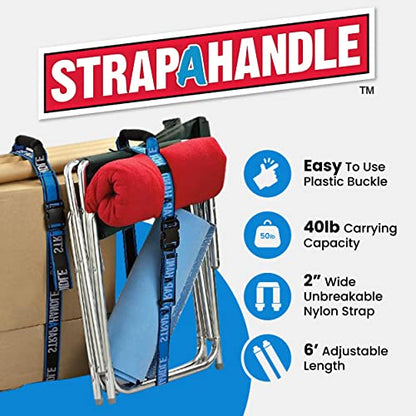 6' Carry Strap with Handle | 2-Pack | Adjustable Belt | Easy, Safe, Secure, Lifting, Moving, Carrying Heavy Boxes, Groceries | Best Luggage Strap (Strap-A-Handle 2 Pack - 6ft. Length, 40lb. Capacity) - color: 6' Length, 40lb. capacity - 2 Pack