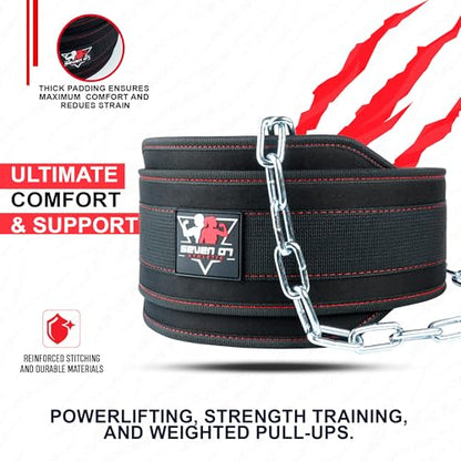 Dip Belt with 30" Stainless Steel Chain, 550-650 Lbs Weight Capacity, Neoprene Weight Lifting Belt, Perfect Weighted Belt for Pullups, Dips, Squats, Gym Workout & Crossfit Training