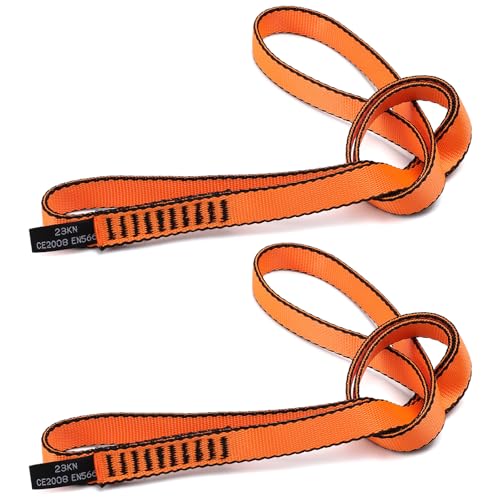 18MM Nylon Climbing Sling Runner 23KN CE2008/EN566 Strong Webbing Straps for Rock Climbing,Mountaineering, Rappelling, Swing, Yoga Hammock etc - color: Orange, size: 60cm/ 24inch |Pack of 2