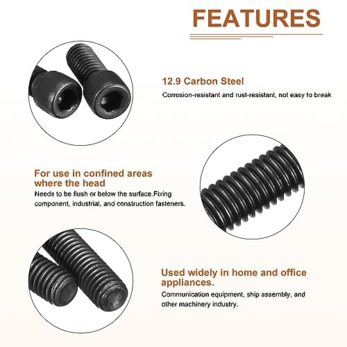 DTGN #10-24x1-1/2 Socket Head Cap Screws Bolts, 25Pcs 12.9 Grade Alloy Steel, Machine Hex Socket Screw, Hex Drive, Black Oxide Finish, UNC Coarse Thread Partially Threaded - size: #10-24x1-1/2"