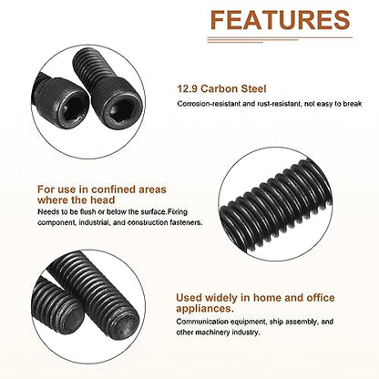 DTGN #10-24x1-1/2 Socket Head Cap Screws Bolts, 25Pcs 12.9 Grade Alloy Steel, Machine Hex Socket Screw, Hex Drive, Black Oxide Finish, UNC Coarse Thread Partially Threaded - size: #10-24x1-1/2"