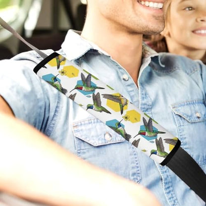 2 Piece Soft Padded Car Seat Belt Pad for Elderly Support, Stroller Pushchair High Chair, Hummingbird Bird Art Shoulder Harness Cover, Shock Absorption - color: Pattern 470
