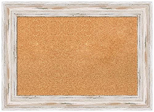 Amanti Art Natural Cork Board for Wall, 21x29 Vision Board with White Frame, Medium Corkboard Office Decor for Home Organization, Coastal Corkboard Pinboard to display items for home organization - color: Alexandria White Wash, size: 21" x 29"