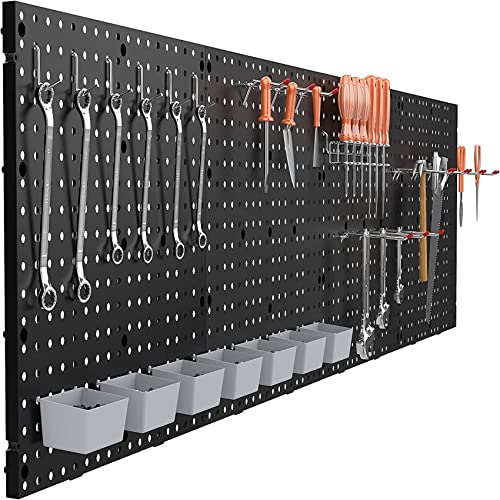 Pegboard Smith 17.75"x17.75" Black Plastic Pegboard Panels, Garage Tool Organization Peg Board, Set of 4