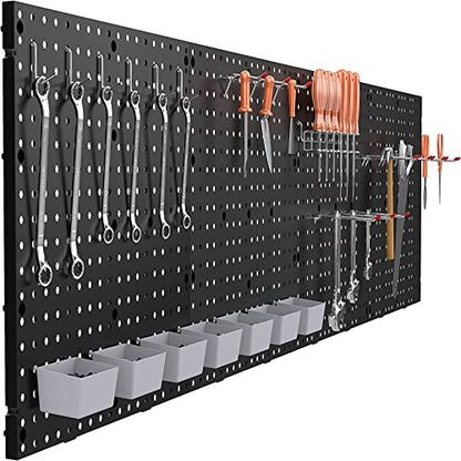 Pegboard Smith 17.75"x17.75" Black Plastic Pegboard Panels, Garage Tool Organization Peg Board, Set of 4