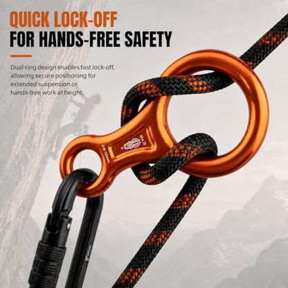 Figure 8 Descender, 30kN Climbing Descender, Heavy Duty 7075 Aluminum Belay & Rappel Equipment for Climbing, Mountaineering, Arborist, Caving, Aerial Yoga - color: 35kN-Orange