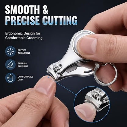 TXIN 5 Pieces 3-in-1 Nail Clipper with Bottle Opener and Keychain, Stainless Steel Nail Cutter Trimmer, Portable Fingernail Manicure Outdoor Travel EDC Multitool for Men Women