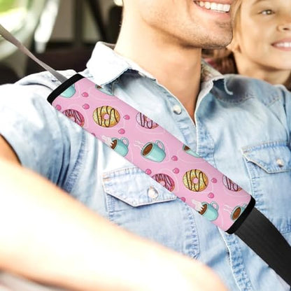 2 Pack Universal Fit Car Seat Belt Pad for Adult Use, All Vehicles, Coffee Donuts Pink Seat Belt Covers Cushion, Anti-Slip Pad - color: Pattern 1124
