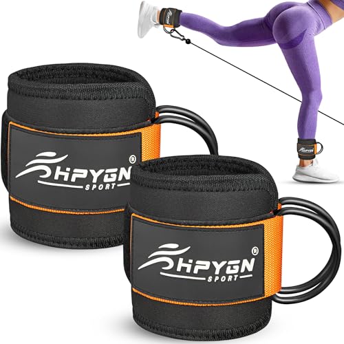 HPYGN Ankle Strap for Cable Machine, Padded Ankle Straps for Cable Machine Kickbacks, Glute Workouts, Leg Extensions, Curls, Booty Hip Abductors Exercise, Adjustable Comfort Ankle Cuff for Gym - color: Orange