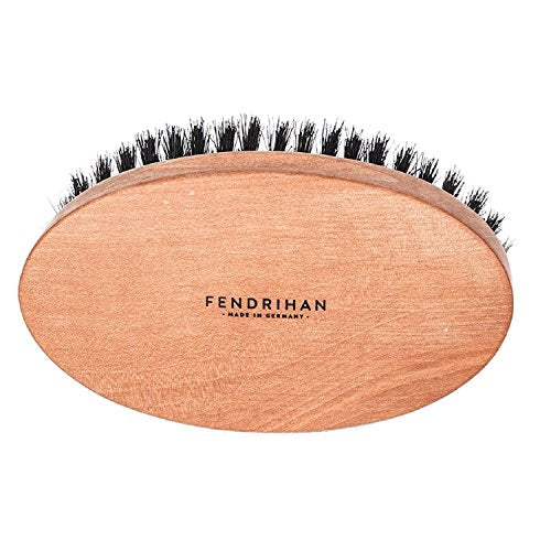 Fendrihan Genuine Boar Bristle and Pear Wood Military Hair Brush, Made in Germany MEDIUM STIFF BRISTLE - color: Light Brown