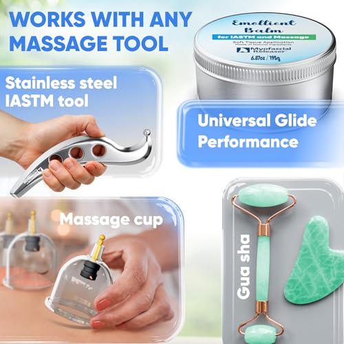 Myofascial Releaser Emollient Balm for IASTM & Gua Sha – Non-Greasy Massage Balm for Tool Glide and Bodywork – Natural, Hypoallergenic, Unscented Massage Balm Alternative to Oil (195g) - color: 195g