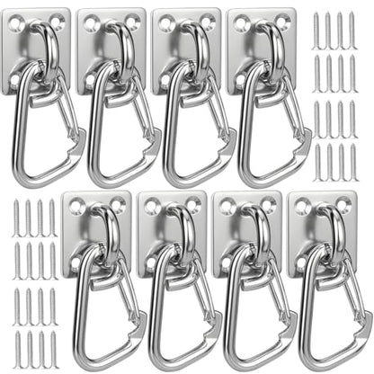 8 PCS Square Stainless Steel Pad Eye Hooks - M6 Ceiling Swing Hooks for Hanging with Screws - Garden Hook for Hanging Plants, Porch Swing Hanging Kit, for DIY Indoor & Outdoor Use - style: M6 Square pad eye hooks 8PCS