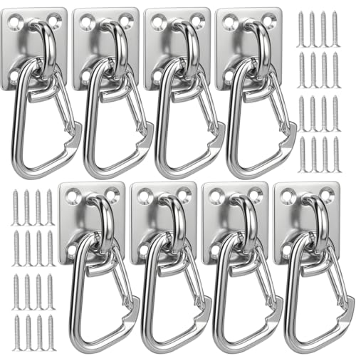 8 PCS Square Stainless Steel Pad Eye Hooks - M6 Ceiling Swing Hooks for Hanging with Screws - Garden Hook for Hanging Plants, Porch Swing Hanging Kit, for DIY Indoor & Outdoor Use - style: M6 Square pad eye hooks 8PCS