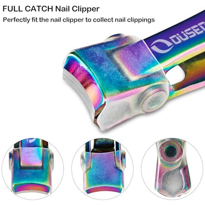 Nail Clippers with Catcher - Anti Splash Wide Jaw Opening Thick Toenail Clippers for Seniors | Self-Collecting Fingernail Cutter Heavy Duty Toe Nail Clipper for Men&Women | Chromatic L&S - color: Chromatic (L + S)