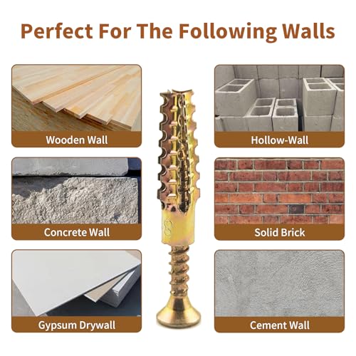 30 Packs Heavy Duty Hollow Wall Anchors with Screws, Loose Hinge and Stripped Hole Repair Kits (8x38mm) - size: M8*32