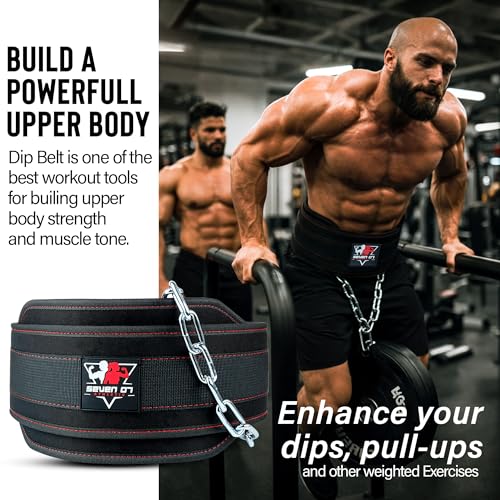 Dip Belt with 30" Stainless Steel Chain, 550-650 Lbs Weight Capacity, Neoprene Weight Lifting Belt, Perfect Weighted Belt for Pullups, Dips, Squats, Gym Workout & Crossfit Training