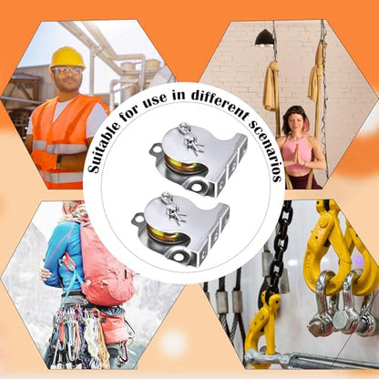 16 Pack Wall Mount Pulleys 1-1/2 Inch Ceiling Mount Single Pulley for 3/8 Inch Wire or Rope Load 6000 Lbs Heavy Duty Small Lifting Pulley Zinc-Plated Silent Wheel