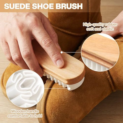 3Pcs Suede Shoe Brush Crepe Applicators Nubuck Leather Cleaner Shoes Shine Dauber Set with Cleaning Eraser Cloth(Style A) - style: Style A