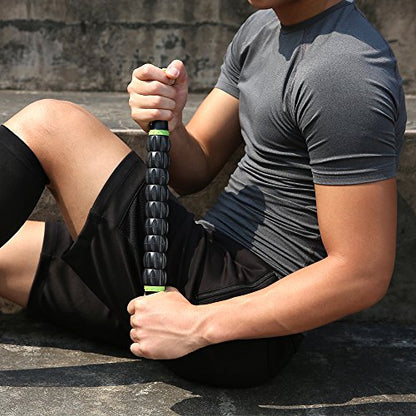 Idson Muscle Roller Stick for Athletes- Body Massage Sticks Tools Massager for Relief Muscle Soreness,Cramping and Tightness,Help Legs and Back Recovery,Black Green - color: Black Green