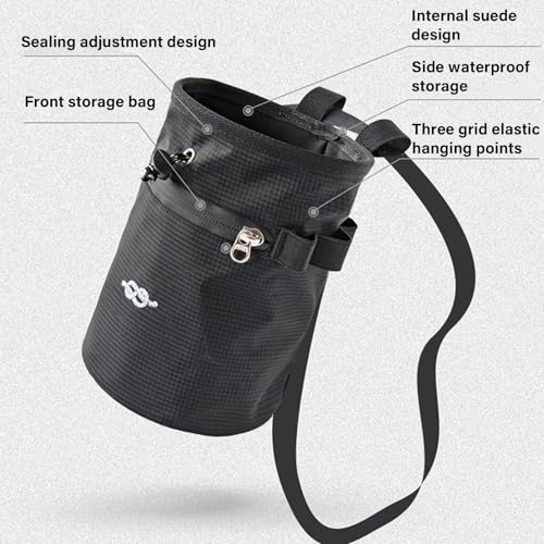 Climbing Chalk Bag Adjustable Waist Strap Zippers Storage Pocket & Brush Holder Rock Bouldering Chalk Rock