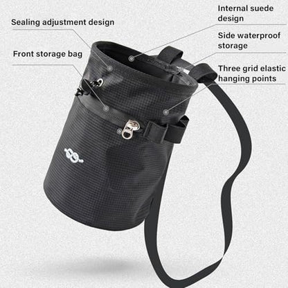 Rock Climbing Chalk Bag with Belt & Zippers Storage Pocket Fitness Gym Weightlifting Bouldering Magnesiums Bag Climbing Chalk