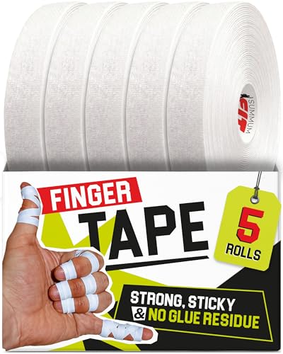 Finger Tape BJJ - Durable & Sweat-Resistant - 5 Rolls of 0.3 inch x 45 feet - Athletic Finger Tape for Sports Like Jiu Jitsu, Climbing, or Volleyball - Improve Your Grip & Prevent Injuries - color: White, size: 5 Rolls