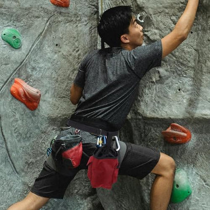 Totority Large Chalk Bag for Rock Climbing with Zippered Storage Pocket, Burgundy Climbing Chalk Holder Waist Pack for Bouldering and Gymnastics Outdoor Training