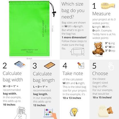 PALTERWEAR Drawstring Bag with Toggle - Nylon Cinch and Ditty Pouch Six-Pack (Green, 8 x 11 Inch, Set of 6) - color: Green, size: 8 x 11 Inch