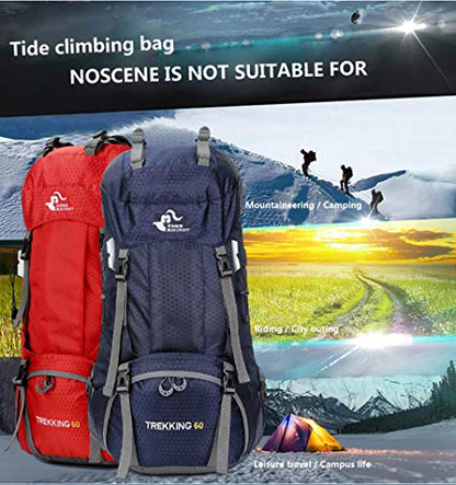 Bseash 60L Waterproof Hiking Camping Backpack with Rain Cover, Large Outdoor Sport Travel Daypack Rucksack for Climbing - color: Red