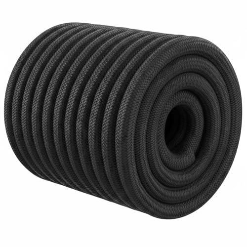 Double Braided Arborist Rope - 1/2 Inch x 50 Feet - Polyester High Strength Climbing Rope for Tree Work, Halyard, Sailing(Black) - color: Black, size: 1/2 in×50 ft