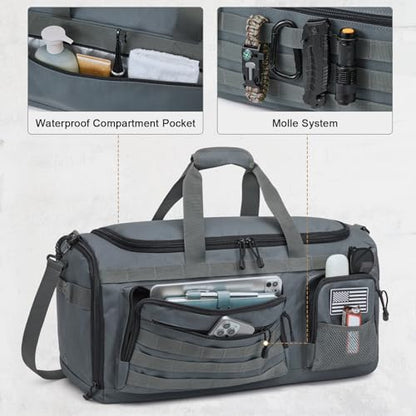 G4Free 3-in-1 Travel Duffle Bag for Men and Women, 50L Large Gym Sports Bags Tactical Military Duffle Backpack with Shoes Compartment and Wet Pocket (Dark Gray) - color: Dark Grey